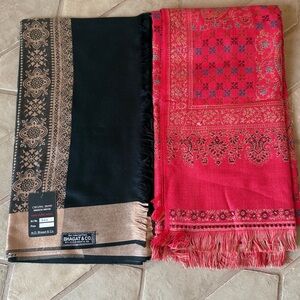 NEW 2 Pc Beautiful Ethnic Scarf Shawl Bundle Wool